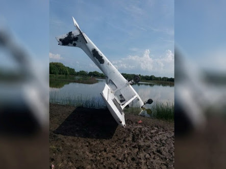 Cessna 172 Jatuh Nyungsep di Areal Tambak di Demak